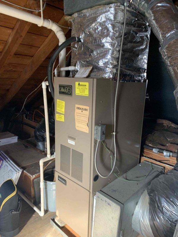 Responded to service call for Armstrong furnace not reaching set temperature (76°F set, 72°F actual). Inspected unit in attic installation, examined blower assembly, control board, and electrical components. System was operational with proper airflow but insufficient heating capacity. Diagnosed issue and completed necessary adjustments to restore proper temperature regulation.