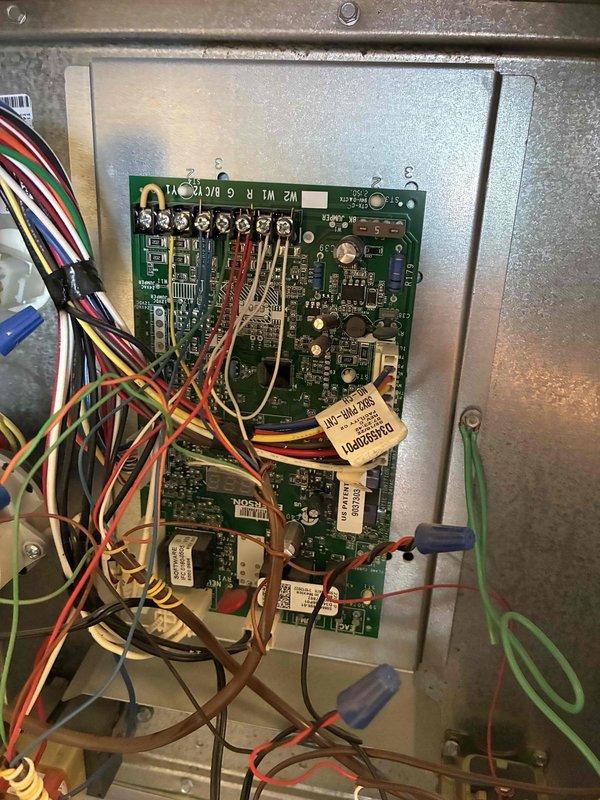 Performed routine heating maintenance on member's air handler. Inspected control board and electrical components, tested voltage readings at key connection points, and verified all wiring connections were secure. System is operating within normal parameters.