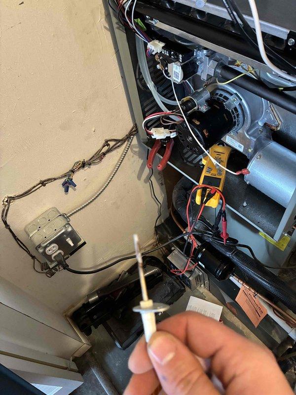 Performed routine heating maintenance on member's air handler. Inspected control board and electrical components, tested voltage readings at key connection points, and verified all wiring connections were secure. System is operating within normal parameters.