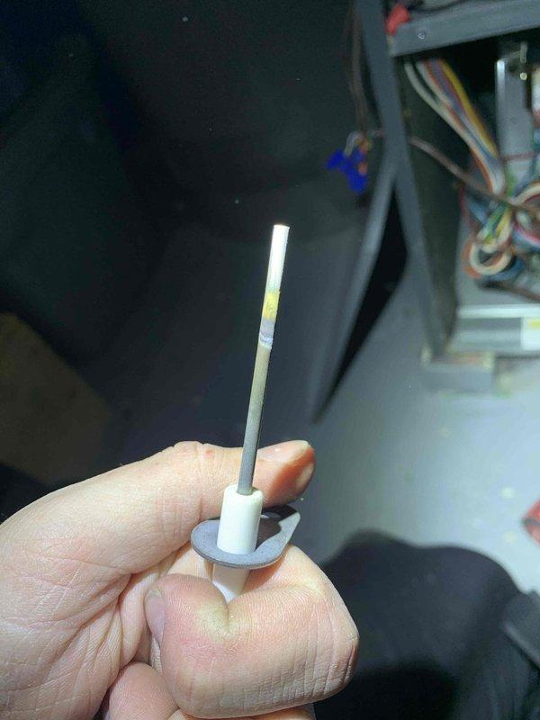 Responded to call regarding insufficient heating overnight where system was not maintaining temperature (65°F at air handler). Inspected furnace components and identified faulty flame sensor requiring cleaning/replacement. Also examined plumbing connections to heating system and verified proper operation after service. System now maintaining proper temperature.