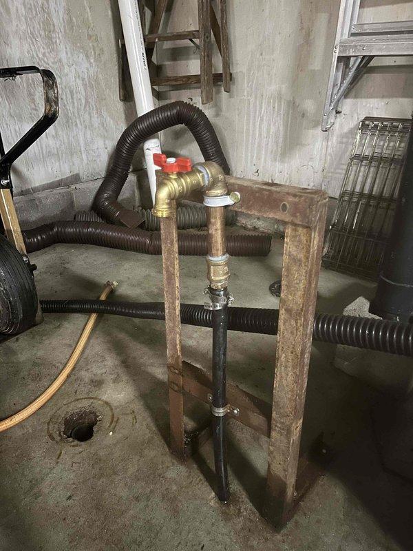 Responded to emergency call regarding a pipe burst. Upon arrival, confirmed customer had properly shut off main water line. Inspected the affected area in the garage, identifying significant rust and corrosion on metal framework supporting plumbing assembly. Repaired damaged section, replacing compromised PVC elbow joint and associated brass fittings. Tested system functionality after repair to ensure proper operation with no leaks.