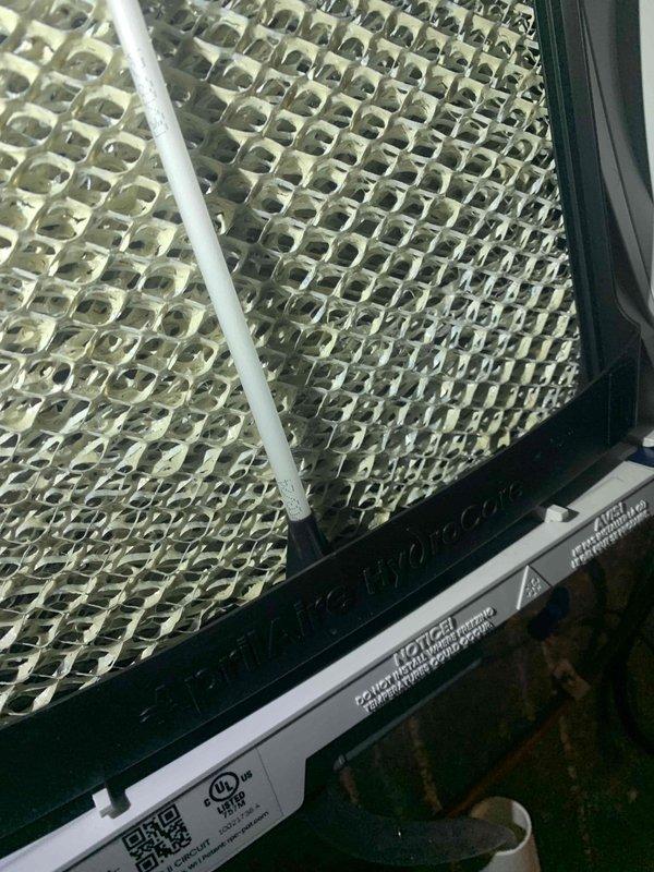 Completed installation of the sold 720A humidifier upgrade as scheduled. Accessed the HVAC control board to connect the appropriate wiring for the new humidifier system. Installed the new humidifier with clean filter element, verifying proper electrical connections and confirming system operation before completing the service.