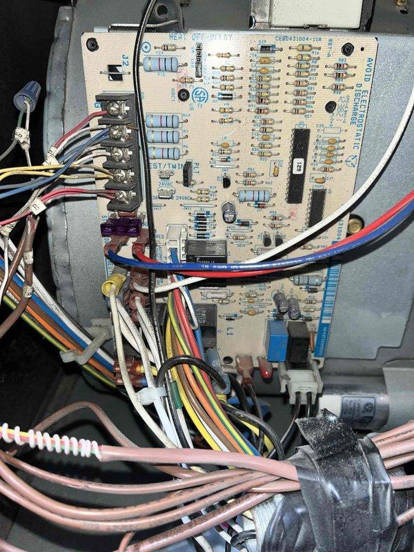 Responded to no-heat call for aging furnace (10+ years). Diagnosed faulty control board causing failure to ignite. Replaced circuit board and verified all electrical connections, ensuring proper wire routing to terminals. System now operating within normal parameters with successful ignition sequence and adequate heat production.