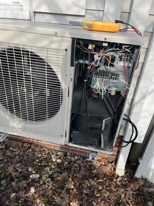 Diagnosed flashing red and green lights on mini split system indicating communication error. Performed diagnostic testing on outdoor unit using multimeter to check electrical components and voltages. Inspected indoor air handler vents for proper airflow. Resolved communication issue between indoor and outdoor units, restoring heat function to system.