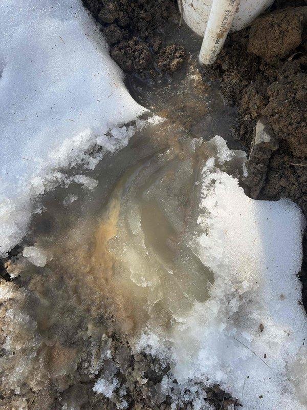 Diagnosed basement water intrusion originating from a leaking PVC water line. Excavated around the affected pipe section where water was visibly pooling in the soil. Repaired the leaking connection and verified proper water flow with no further seepage into the basement area.