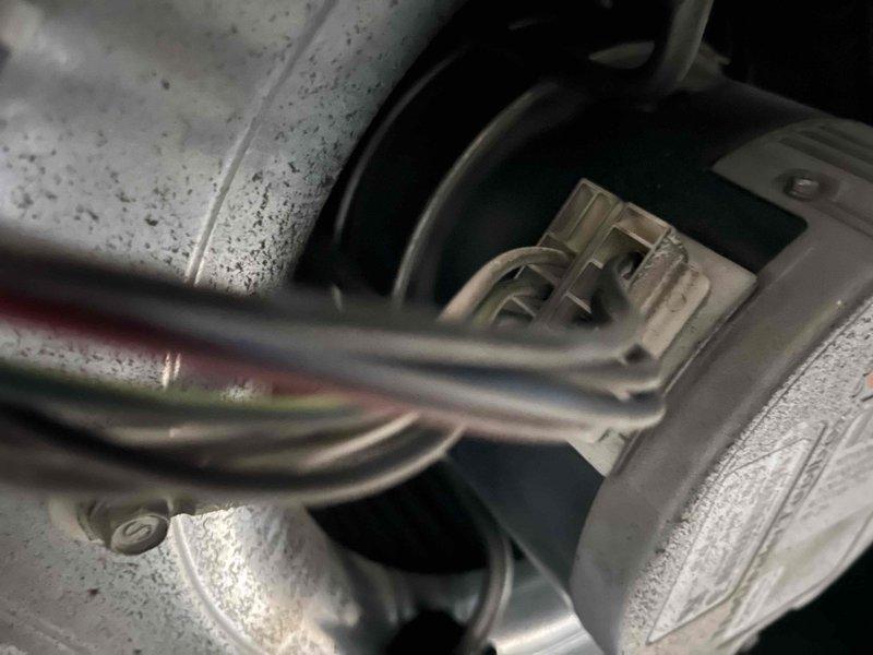 Performed scheduled heating maintenance on member's air handler system. Conducted electrical inspection revealing normal dust accumulation on connections. Measured system amperage (0.27A) and voltage (0.0V) with SC480 clamp meter to verify proper electrical operation of components.