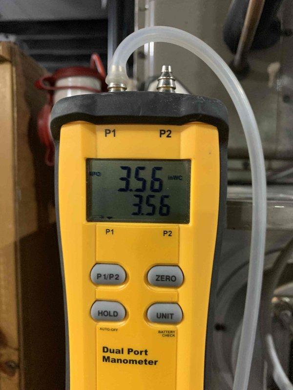 Responded to service call for furnace blowing cold air. Performed comprehensive diagnostic testing using Fieldpiece SC480 multimeter to check electrical components and dual port manometer to verify gas pressure readings (356 inWC). Cleaned system components as preventative maintenance to restore proper heat function.