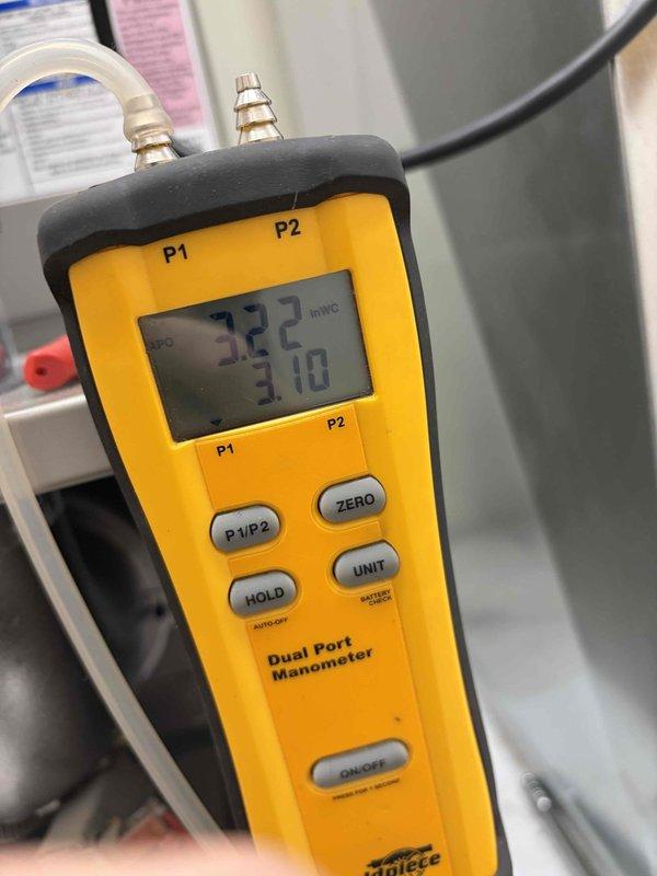 Completed heating maintenance service on a DZ system per the 2-year recurring maintenance agreement. Inspected and tested the igniter assembly, confirming proper operation. Performed gas pressure testing with manometer, recording inlet and outlet pressure readings of 322 and 310 inWC respectively, which fall within manufacturer specifications. All system components functioning correctly.