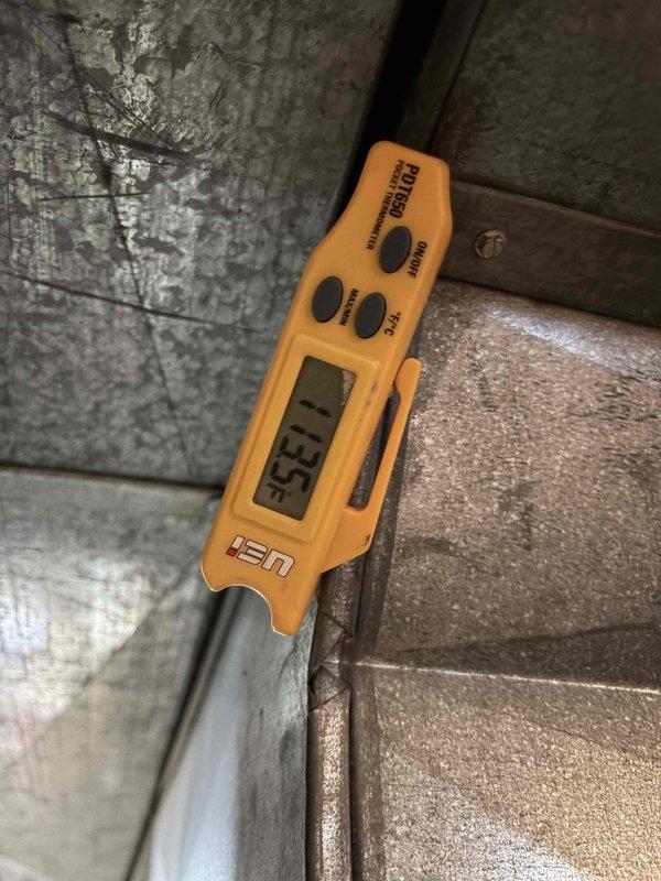 Responded to no-heat call for RGRK-07EMAES furnace system showing three flashing indicator lights and non-functioning blower. Diagnostic inspection with thermal imaging equipment revealed system temperature at 55.7°F. Resolved issue by resetting control board and clearing fault code, restoring normal operation with proper blower function.