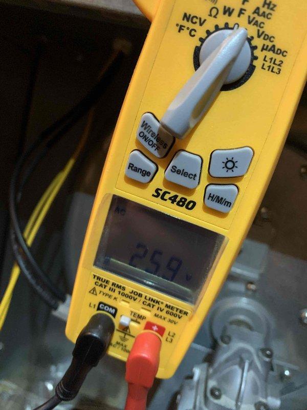 Responded to no-heat complaint where furnace was running but not firing. Performed diagnostic testing using dual port manometer (readings at 8.66/8.65 inWC) and Fieldpiece SC480 multimeter (25.9V reading) to identify issue. Restored heating functionality by addressing gas pressure and electrical components.