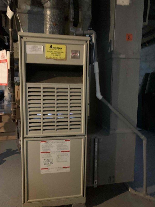 Responded to service call for inoperative thermostat and heating system. Diagnosed issue with furnace not producing heat despite fan operation (measured discharge air temperature at 67.4°F). Inspected Amana furnace system including electrical connections, control board, and ignition sequence. Restored proper heating functionality by replacing faulty thermostat and verifying complete system operation through multiple heating cycles.