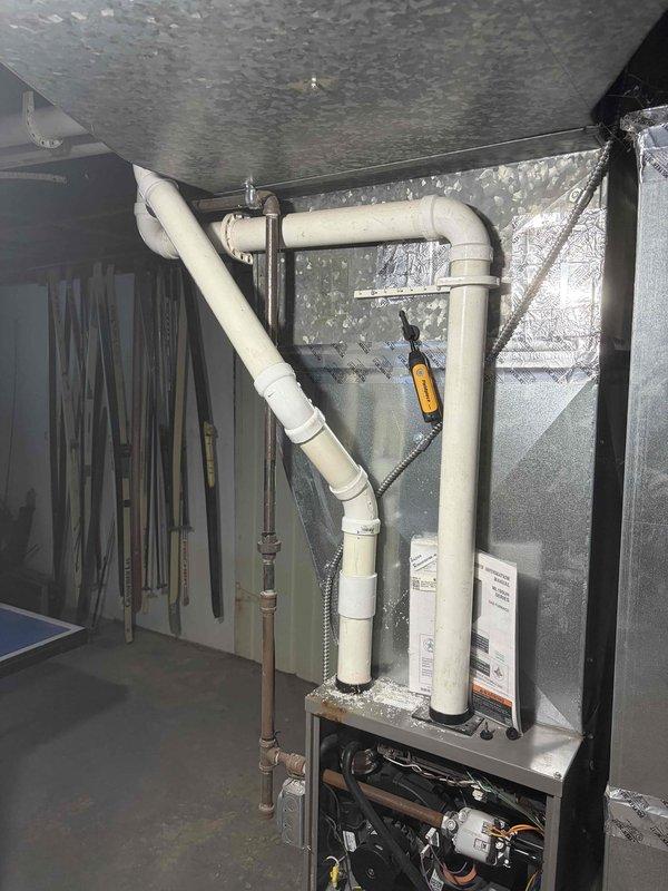 Returned to complete previously sold repair work. Accessed heating unit by removing access panel to expose internal components. Used hex key tool to perform necessary adjustments on the HVAC system and verified proper operation of the drainage/ventilation network with temperature probe.