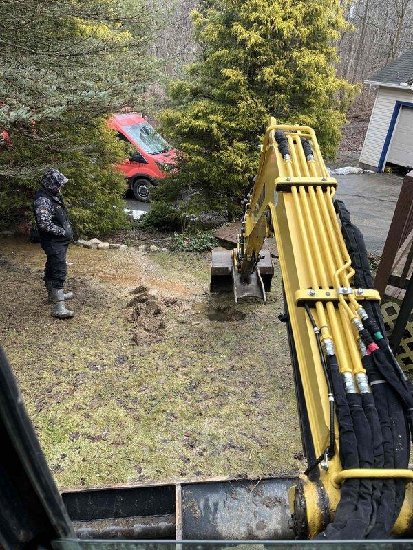 Completed spot repair on compromised well line as sold. Excavated access point using equipment to expose damaged section in challenging muddy terrain. Successfully repaired the affected portion of the well line and restored service with total labor of 6 hours utilizing primary technician and assistant.