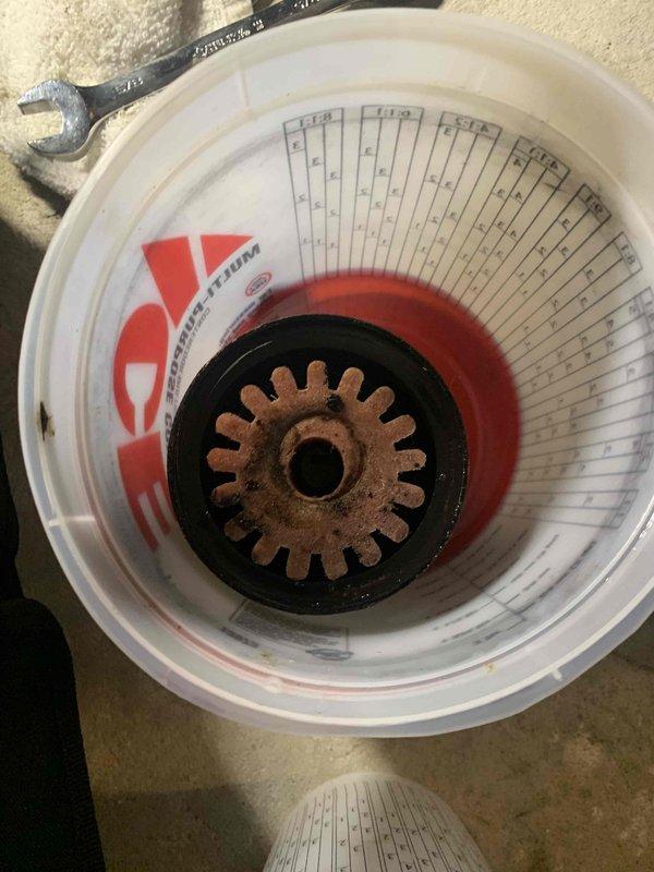 Performed scheduled 3-hour boiler maintenance visit for club member, including inspection of tank (confirmed full) and replacement of dual filtration system. Removed corroded gear component and cleaned significant rust accumulation from drain assembly to restore proper system function.