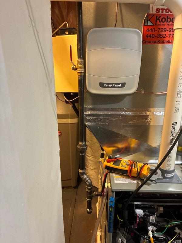 Returned to complete furnace installation as per previous agreement. Installed and tested relay panel, verified proper electrical connections with multimeter, and ensured all control wiring was properly terminated. System startup performed with all operations confirmed normal and within specifications.