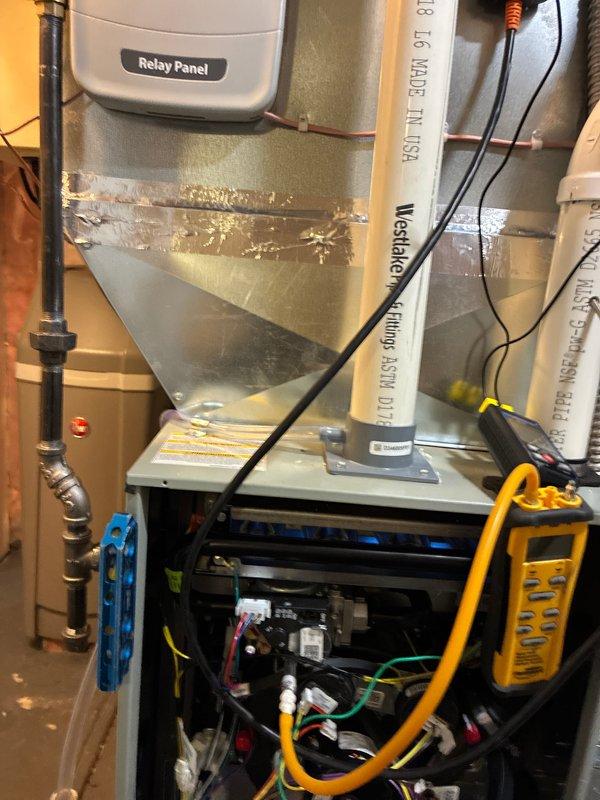 Returned to complete furnace installation as per previous agreement. Installed and tested relay panel, verified proper electrical connections with multimeter, and ensured all control wiring was properly terminated. System startup performed with all operations confirmed normal and within specifications.