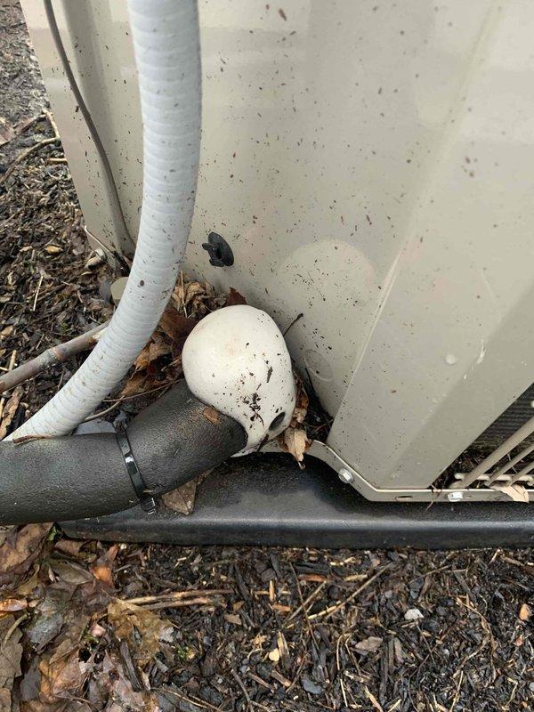 Responded to follow-up service call for 5-year-old AC system that was previously frozen and allowed to thaw overnight. Performed diagnostic inspection revealing clogged condensate drain line and dirty evaporator coil, which were cleared and cleaned to restore proper cooling function. System now operating within normal parameters with appropriate temperature differential.