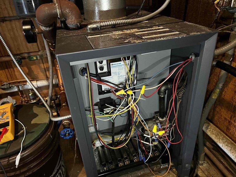 Responded to emergency no-heat call for 3-year-old furnace. Performed diagnostic inspection of internal components, examining control board wiring connections and electrical pathways. Located and repaired loose wire connections at control board interface, restoring proper system functionality and heat operation.