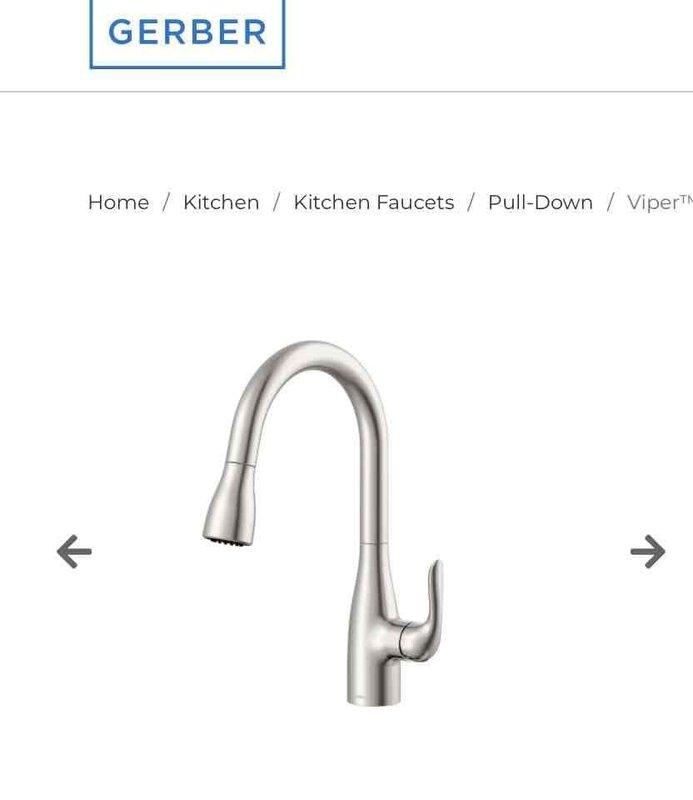 Responded to service call for leaking kitchen sink. Diagnosed issue with existing faucet and replaced with new pull-down kitchen faucet (Moen or Gerber model). Verified proper operation and ensured no further leaks after installation.