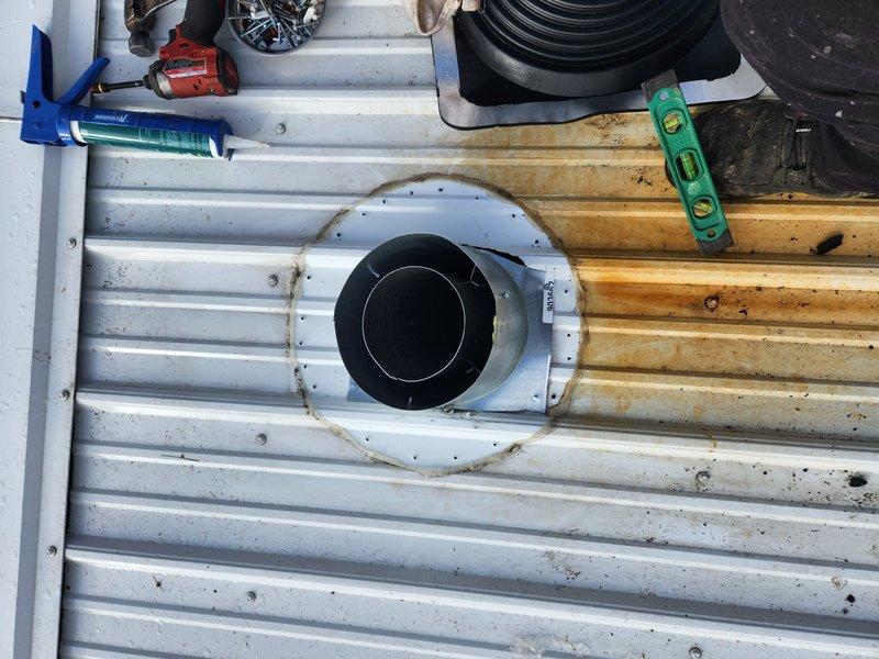 Completed installation of new furnace as per prior sale agreement. Installed proper roof ventilation system with weatherproof boot seal and applied appropriate sealant around roof penetration points. Removed and disposed of old furnace unit as confirmed with customer on-site.