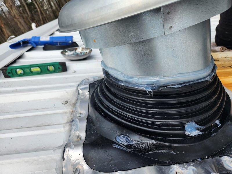 Completed installation of new furnace as per prior sale agreement. Installed proper roof ventilation system with weatherproof boot seal and applied appropriate sealant around roof penetration points. Removed and disposed of old furnace unit as confirmed with customer on-site.