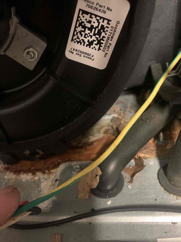 # Service Report

## Summary
Responded to customer report of loud bang, system shutdown with intermittent operation, and beeping alarm. Performed diagnostic inspection of furnace system and identified inducer motor assembly with significant corrosion on mounting bracket and base plate requiring immediate attention for safe operation.

## Work Performed

Upon arrival, conducted comprehensive safety inspection of furnace system in response to reported loud bang and subsequent operational irregularities. Performed visual and operational assessment of all major components including heat exchanger, blower assembly, control board, and venting system.

Inspected furnace cabinet and identified Kobelco-branded unit with connected humidifier system and PVC venting. Verified proper electrical connections at wall-mounted control box and traced all wiring for signs of arcing or damage that could explain reported noise and system behavior.

Focused investigation on inducer motor assembly after notin