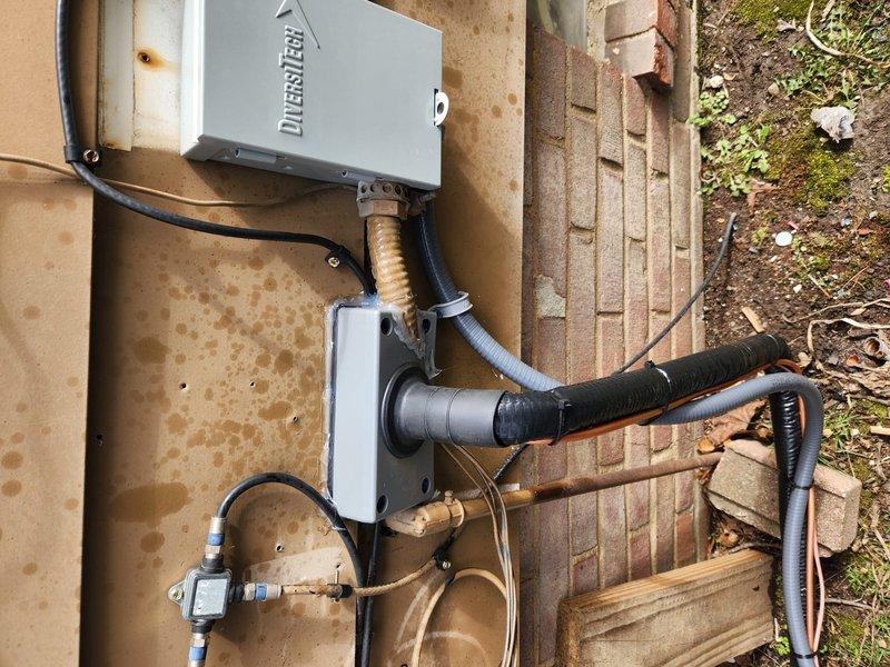 Completed installation of new air conditioning system and evaporator coil at residential property. Installed outdoor condensing unit with proper refrigerant line connections, electrical disconnect box, and condensate drainage system, ensuring all components were securely mounted to exterior wall and properly insulated. Interior evaporator coil was installed and connected to existing ductwork with copper refrigerant lines, system was pressure tested, evacuated, and charged to manufacturer specifications, and all electrical connections were verified for safe operation.