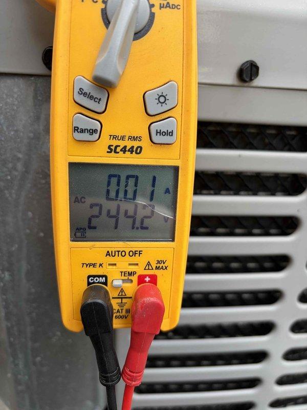Completed cooling maintenance club visit on HVAC system. Performed routine inspection of unit components, verified 16x25x1 filter dimensions, and documented temperature readings of 244°F using digital multimeter. Inspected internal mechanical components including copper refrigerant lines, electrical wiring connections, and blower assembly. All systems operating within normal parameters at time of service.