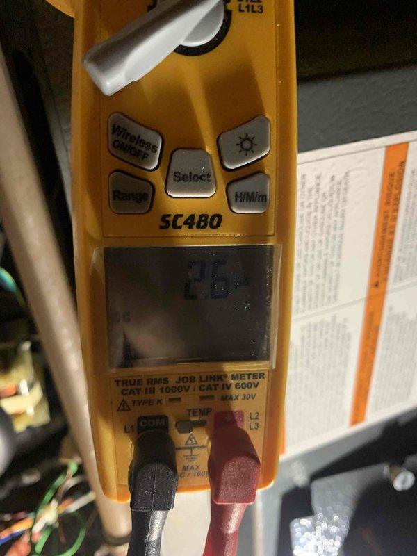 Responded to service call for intermittent heating issue on 9-year-old furnace system experiencing inconsistent air temperature output. Performed diagnostic testing using digital multimeter to assess electrical components, control board functionality, and capacitor performance. Completed comprehensive system tune-up including inspection of wiring connections, circuit board terminals, and all electrical components within the unit to restore consistent heating operation.