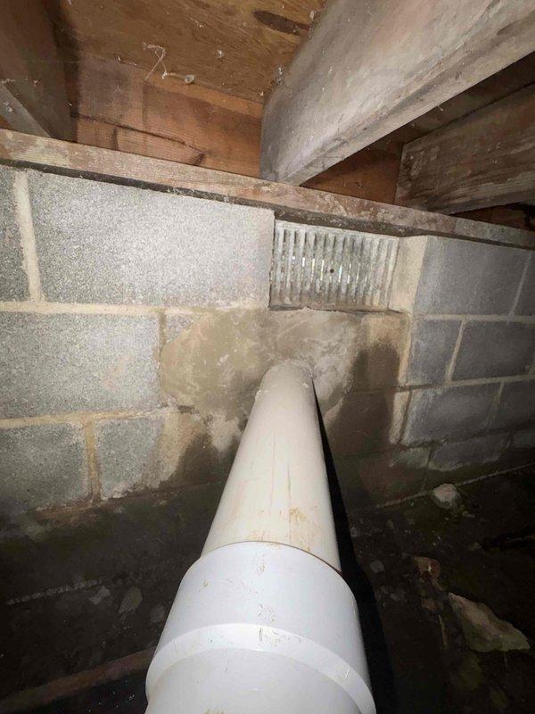 Completed first phase of sanitary line repipe project in crawlspace, replacing outdated piping with PVC throughout the system. Repiped toilet line for living room toilet into main sanitary line and installed new exterior cleanout for improved access and maintenance. Updated all remaining sanitary piping to PVC code-compliant materials. Excavation and underground repipe work completed as scheduled, with second phase to follow after flooring installation to complete hall bathroom toilet replacement and flange inspection/replacement.