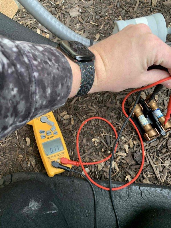 Responded to no-cooling call where system would not turn on. Upon arrival, found outdoor unit with blown fuses due to severely corroded electrical connections and significant debris accumulation restricting airflow around internal components. Replaced fuses, cleaned excessive lint and dust buildup from blower assembly, and treated corroded metal housing and mounting components. Verified proper voltage readings with multimeter after repairs. System restored to normal cooling operation with all safety controls functioning properly.