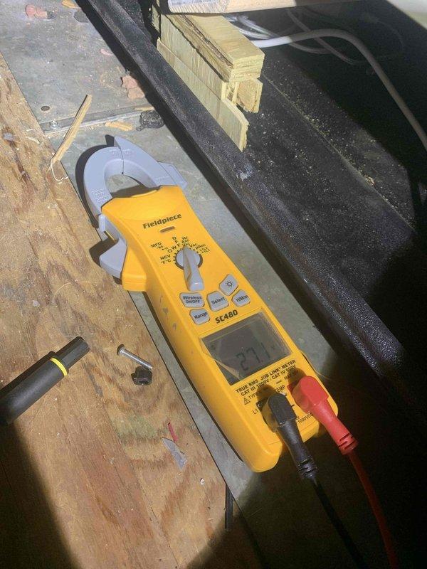 Responded to no-heat call on recently installed furnace following overnight power outage. Upon arrival, performed diagnostic testing using clamp meter to verify electrical supply and system functionality. Identified and resolved power-related issue preventing furnace operation. System restored to normal heating operation and verified proper function before departure.