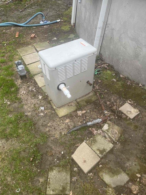 Relocated and installed new gas supply line to pool heater equipment. Removed existing aged copper piping showing significant oxidation and replaced with code-compliant gas line from meter to heater unit. Completed pressure test to verify system integrity and absence of leaks throughout entire gas line installation.