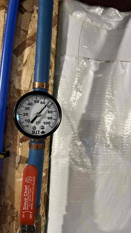 Completed plumbing membership inspection at the property. Verified water pressure readings on main system pressure regulator and monitored gauge, confirming proper operating pressures within acceptable range. Inspected PEX supply line installation, pressure monitoring equipment, and thermal expansion arrestor for proper function and code compliance.