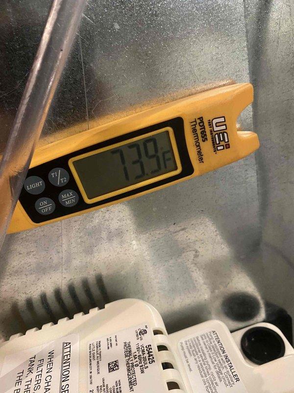 Completed club membership renewal service and performed air handler maintenance inspection. Temperature and moisture readings were taken and documented at 33.9 degrees, with condensate pump and drainage system verified to be functioning properly.