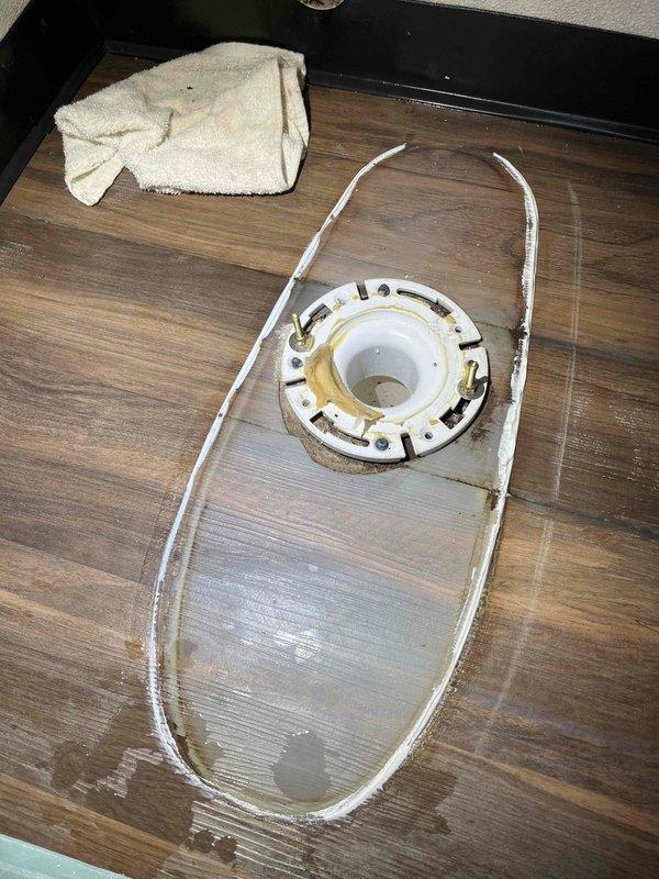 Responded to callback for water leaking around toilet base and improper flushing. Upon arrival, found missing closet bolt causing toilet instability. Reset and resealed toilet to floor flange with new wax ring and hardware. Verified proper flush operation and confirmed no leaks at base after testing. Toilet restored to proper working condition.