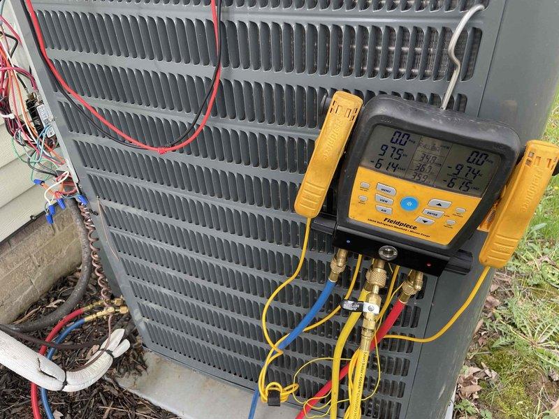 Responded to service call for heat pump running continuously without cycling off. Upon arrival, customer had disabled unit at breaker due to concern over constant operation. Educated customer on normal heat pump operation in heating mode, explaining that heat pumps are designed to run for extended periods during cold weather to maintain efficiency, unlike traditional furnaces. Performed diagnostic testing using refrigerant manifold gauges to verify system pressures and temperatures were within manufacturer specifications. Inspected electrical connections at contactor and terminal block, confirming all wiring connections were secure and properly terminated. Completed routine maintenance inspection of outdoor unit including checking refrigerant levels, testing defrost cycle operation, and verifying proper airflow through heat exchanger coils. System restored to normal operation with customer understanding of expected heat pump performance characteristics.
