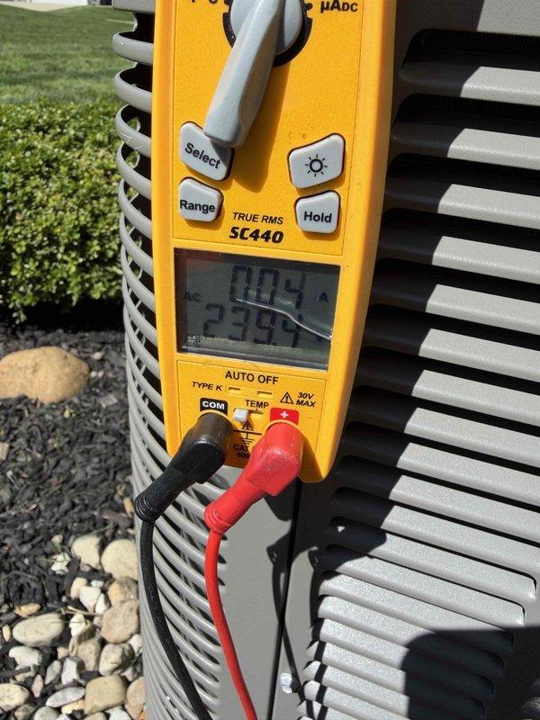 Completed final prepaid club maintenance visit on air handler unit. Performed standard system diagnostics using digital multimeter to verify electrical readings and operational parameters on outdoor condenser unit. Delivered six bags of salt as requested by customer for air handler maintenance.