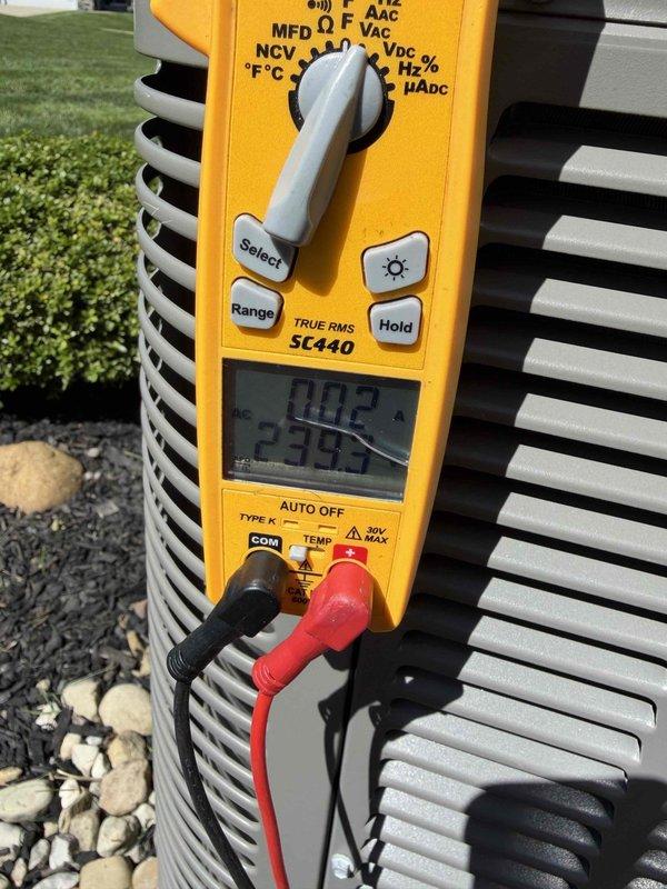 Completed final prepaid club maintenance visit on air handler unit. Performed standard system diagnostics using digital multimeter to verify electrical readings and operational parameters on outdoor condenser unit. Delivered six bags of salt as requested by customer for air handler maintenance.