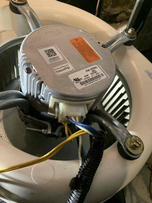 Returned to complete warranty repair involving replacement of integrated blower motor (IBM) and personality module on furnace system. Installed new safety disconnect at furnace location as required upgrade. Replaced main control board and blower motor assembly per warranty coverage. Connected all necessary wiring including power, control, and communication circuits to new components. Verified proper motor operation and system functionality upon completion of installation.