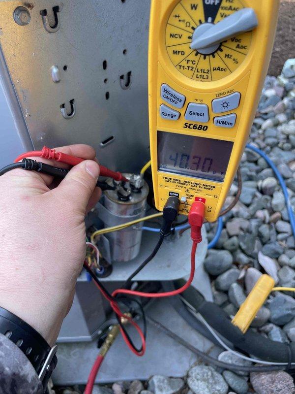 Performed routine HVAC maintenance club visit on two cooling systems. Tested capacitor operation using digital multimeter, confirming electrical performance within specifications. Completed preventive maintenance inspection on Carrier air handler unit in basement mechanical room, verifying proper operation of all components, ductwork connections, and refrigerant lines.