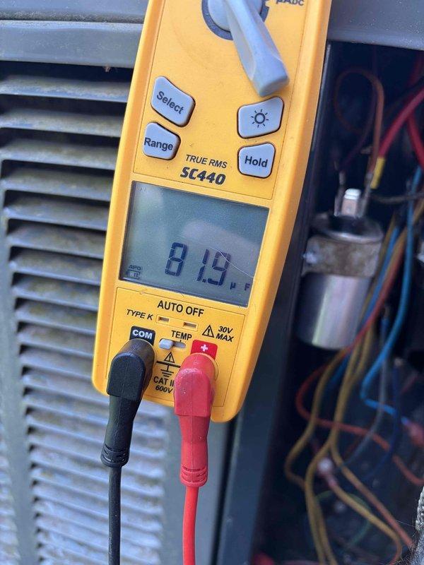 Completed prepaid cooling maintenance visit on air handler unit. Performed thorough system inspection with control board diagnostics and temperature verification reading 81.9°F. Inspected PCB control board, electrical connections, wire harnesses, and all internal components. All systems operating within normal parameters, no deficiencies noted.