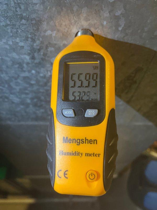 Completed routine cooling maintenance member visit on HVAC system. Performed diagnostic testing including humidity measurements showing 55.99% relative humidity at 63.8°F ambient conditions and electrical readings indicating 11.65 amp draw on system components. All measurements within normal operating parameters for seasonal cooling operation.