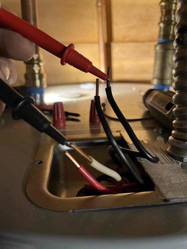 Responded to callback for insufficient water heating following recent water heater installation. Performed electrical diagnostics using digital clamp meter and multimeter to test voltage and amperage at heating element terminals and control panel connections. Verified proper electrical supply to unit and tested heating element resistance values to ensure components were functioning within manufacturer specifications.