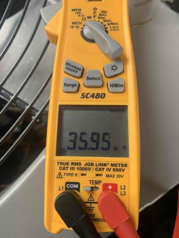 Completed cooling maintenance club visit on air handler system. Performed comprehensive system inspection and diagnostics using calibrated multimeter to verify electrical parameters and system performance. Measured supply air temperature at 35.95°F, confirming proper cooling operation and refrigerant charge. Documented service visit on equipment tag for maintenance record tracking. All system components operating within manufacturer specifications. Unit tested and left in proper working condition.
