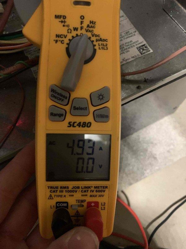Completed routine cooling maintenance member visit on HVAC system. Performed comprehensive inspection using borescope camera to examine interior ductwork and ventilation components, confirming proper condition of metal fins and internal structure. Utilized clamp meter to measure electrical parameters, recording 1.93 amp draw with proper voltage readings on system components. All measurements within normal operating specifications for equipment. System operating efficiently with no deficiencies noted.