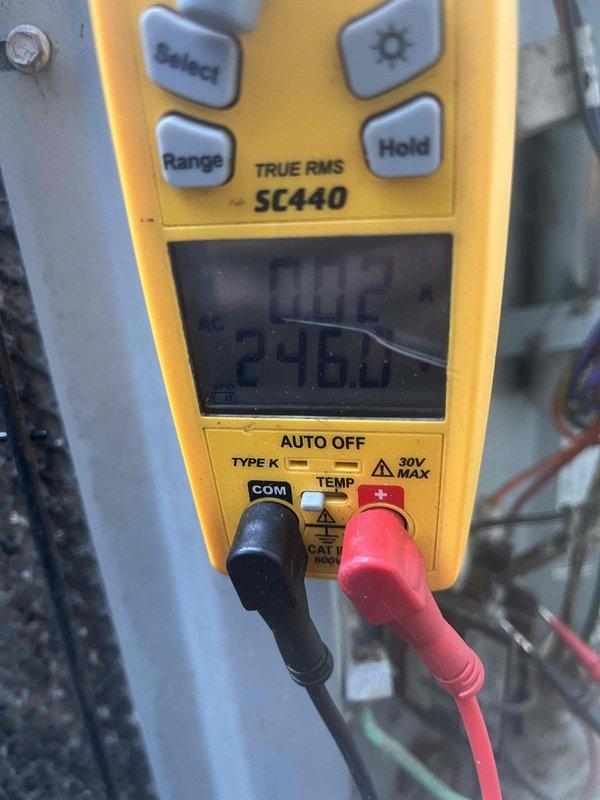 Completed preventive maintenance club visit across multiple properties throughout the day. Performed comprehensive system diagnostics using digital multimeter to verify electrical parameters, recording voltage readings of 246.0V AC and amperage draw of 11.2A on operating equipment. Additional measurements confirmed proper electrical performance with readings of 0.1V and 622 on secondary checks. All systems inspected showed normal operating conditions with proper voltage supply and current draw within manufacturer specifications.