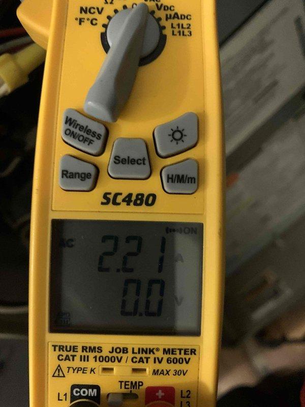 Completed cooling maintenance club visit on air handler system. Inspected and tested electrical components including dual cartridge fuses in outdoor disconnect, verifying proper amperage ratings and secure connections. Measured system temperature differential using digital multimeter, recording 22.1°F temperature split across evaporator coil, indicating adequate cooling performance and proper refrigerant charge.