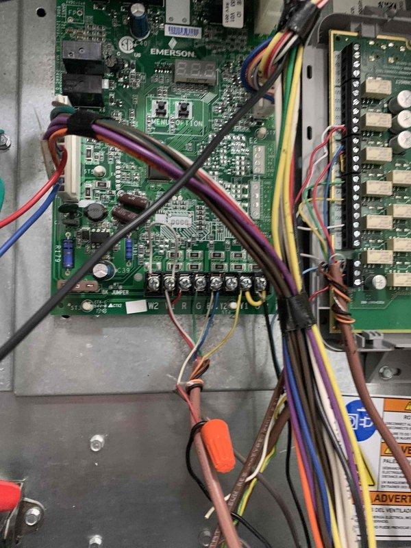 Responded to service call for air conditioning unit that would not shut off. Diagnosed faulty thermostat control board causing continuous operation. Replaced Honeywell Home ProSeries thermostat and verified proper cycling of HVAC system with Emerson control board. Unit now operating correctly with proper temperature control and automatic shut-off functionality.