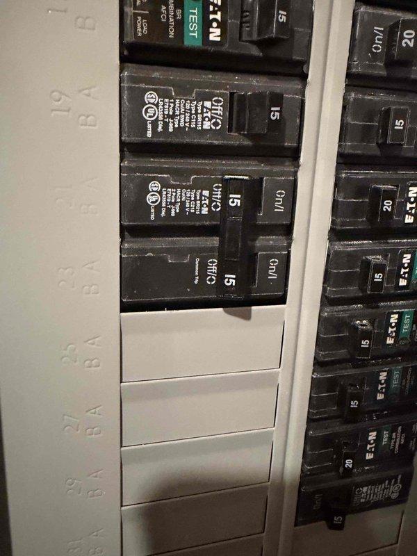 Responded to service call regarding potential compressor failure diagnosed by another contractor. Upon arrival, performed visual inspection of outdoor condensing unit and electrical components. Documented existing electrical panel configuration showing Eaton circuit breakers with proper amperage ratings and GFCI protection in place. Photographed exterior meter box and electrical service entrance to assess system accessibility and verify power supply integrity. Advised customer that compressor warranty status needs verification before proceeding with repairs, as unit may be covered under manufacturer warranty program.